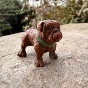 Old Estate Resin Bulldog Figure Figurine Miniature Tiny Standing Dog Trinket.